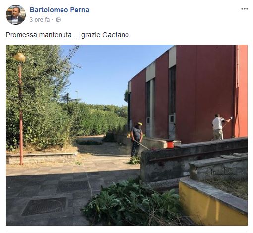 Post di Bartolomeo Perna dopo il falciamento