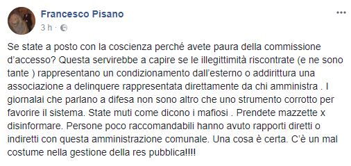 Post del consigliere Francesco Pisano